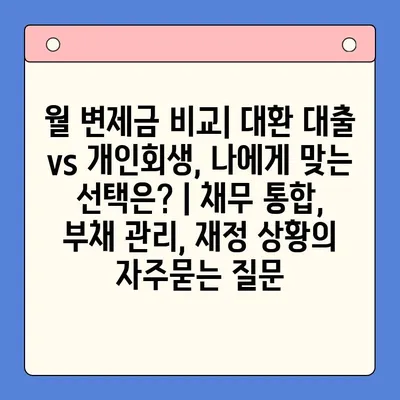 월 변제금 비교| 대환 대출 vs 개인회생, 나에게 맞는 선택은? | 채무 통합, 부채 관리, 재정 상황