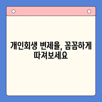 개인회생 변제율 비교 가이드| 나에게 맞는 최적의 조건 찾기 | 개인회생, 변제율 계산, 성공 전략