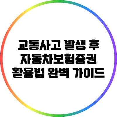 교통사고 발생 후 자동차보험증권 활용법 완벽 가이드