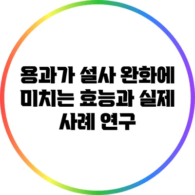 용과가 설사 완화에 미치는 효능과 실제 사례 연구