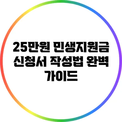 25만원 민생지원금 신청서 작성법 완벽 가이드