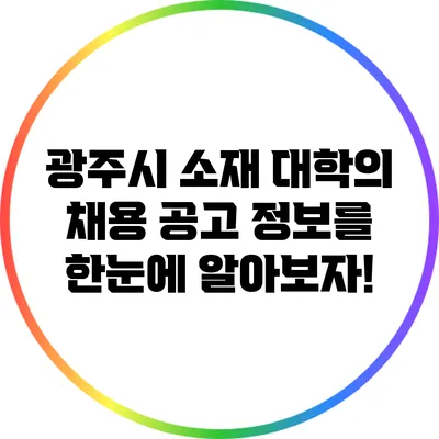 광주시 소재 대학의 채용 공고 정보를 한눈에 알아보자!