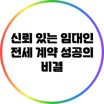 신뢰 있는 임대인: 전세 계약 성공의 비결