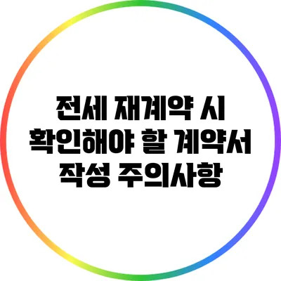 전세 재계약 시 확인해야 할 계약서 작성 주의사항