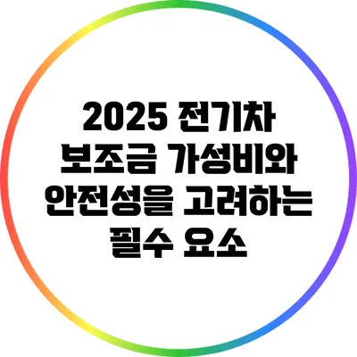 2025 전기차 보조금: 가성비와 안전성을 고려하는 필수 요소
