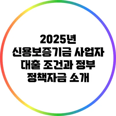 2025년 신용보증기금 사업자 대출 조건과 정부 정책자금 소개