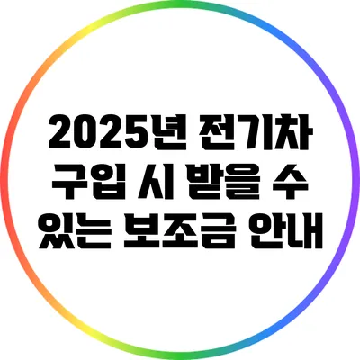 2025년 전기차 구입 시 받을 수 있는 보조금 안내