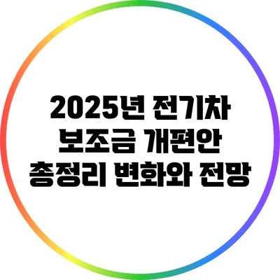 2025년 전기차 보조금 개편안 총정리: 변화와 전망