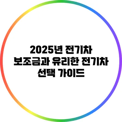 2025년 전기차 보조금과 유리한 전기차 선택 가이드