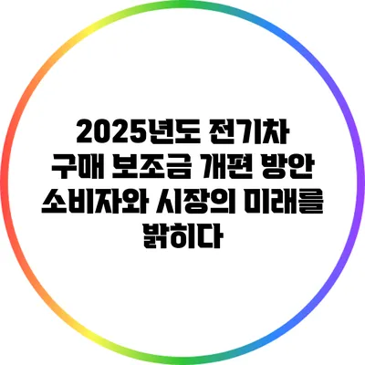2025년도 전기차 구매 보조금 개편 방안: 소비자와 시장의 미래를 밝히다