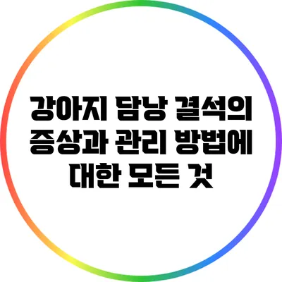 강아지 담낭 결석의 증상과 관리 방법에 대한 모든 것