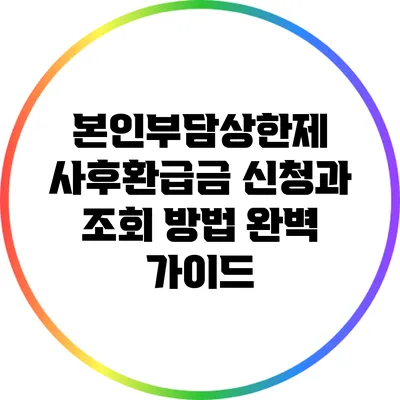 본인부담상한제 사후환급금 신청과 조회 방법 완벽 가이드