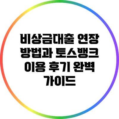 비상금대출 연장 방법과 토스뱅크 이용 후기 완벽 가이드