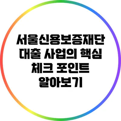 서울신용보증재단 대출 사업의 핵심 체크 포인트 알아보기