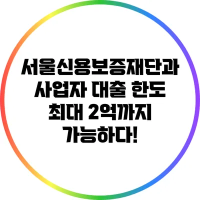 서울신용보증재단과 사업자 대출 한도: 최대 2억까지 가능하다!