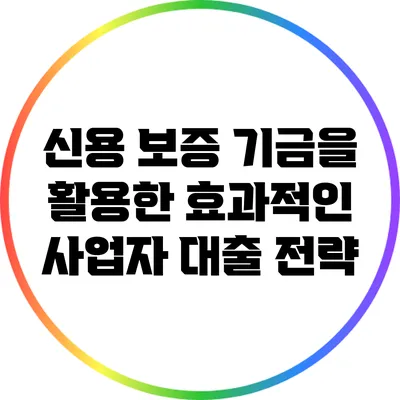 신용 보증 기금을 활용한 효과적인 사업자 대출 전략