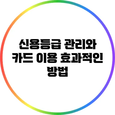 신용등급 관리와 카드 이용: 효과적인 방법