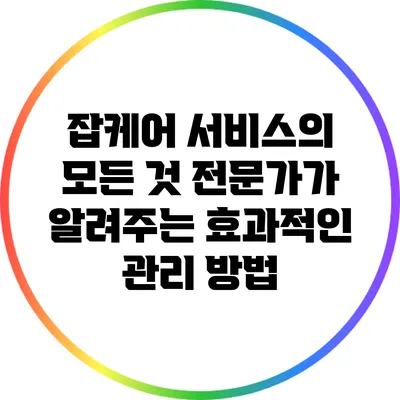 잡케어 서비스의 모든 것: 전문가가 알려주는 효과적인 관리 방법