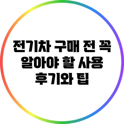 전기차 구매 전 꼭 알아야 할 사용 후기와 팁