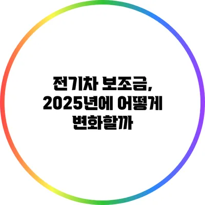 전기차 보조금, 2025년에 어떻게 변화할까?