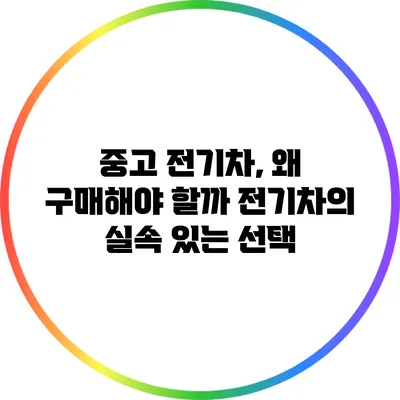 중고 전기차, 왜 구매해야 할까? 전기차의 실속 있는 선택