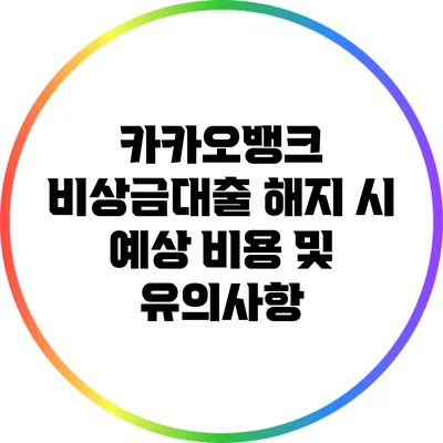 카카오뱅크 비상금대출 해지 시 예상 비용 및 유의사항