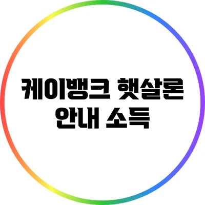 케이뱅크 햇살론 안내: 소득