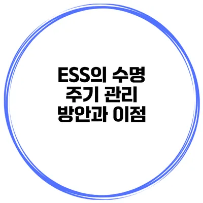 ESS의 수명 주기 관리 방안과 이점