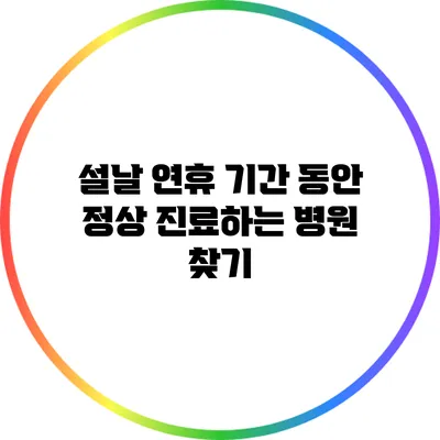 설날 연휴 기간 동안 정상 진료하는 병원 찾기