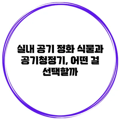 실내 공기 정화 식물과 공기청정기, 어떤 걸 선택할까?