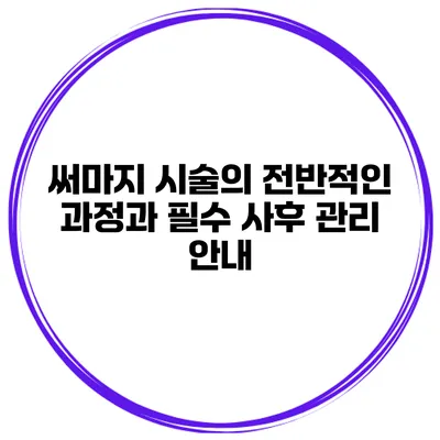 써마지 시술의 전반적인 과정과 필수 사후 관리 안내
