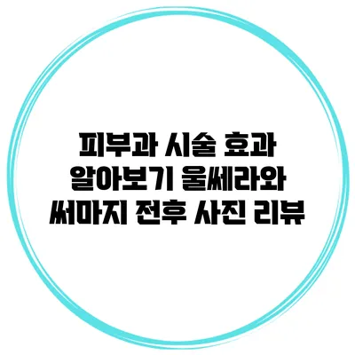 피부과 시술 효과 알아보기: 울쎄라와 써마지 전후 사진 리뷰