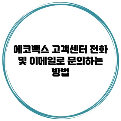 에코백스 고객센터 전화 및 이메일로 문의하는 방법