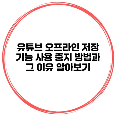 유튜브 오프라인 저장 기능 사용 중지 방법과 그 이유 알아보기