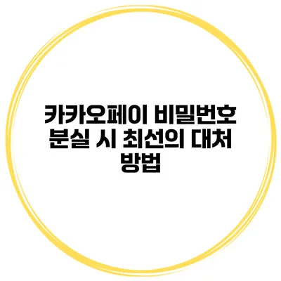 카카오페이 비밀번호 분실 시 최선의 대처 방법